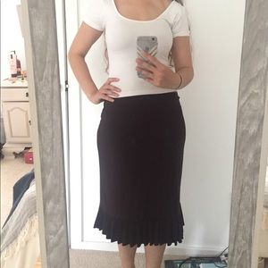 Chocolate brown skirt with pleated hem